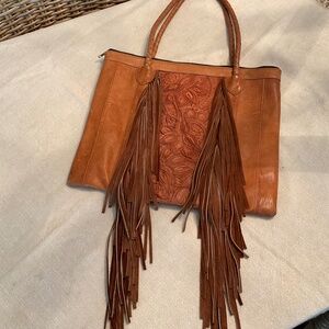 Boho leather shoulder bag